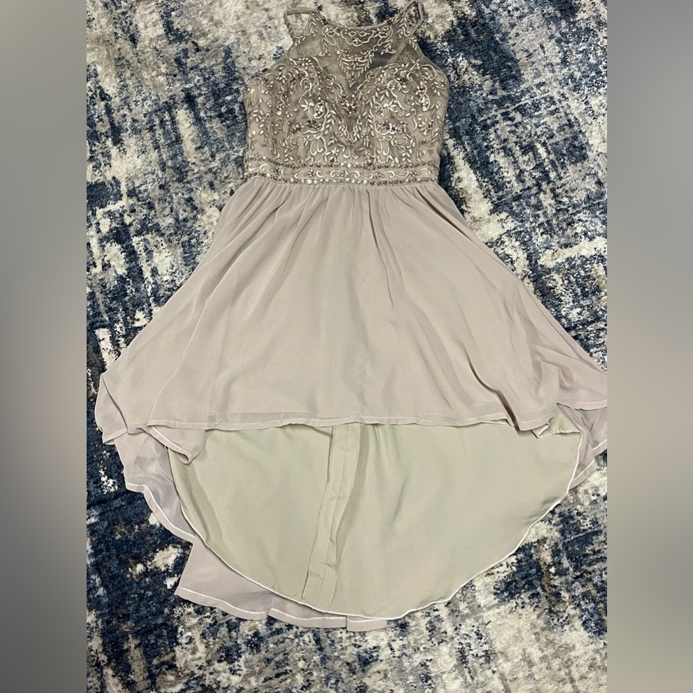 Cream colored high low formal dress